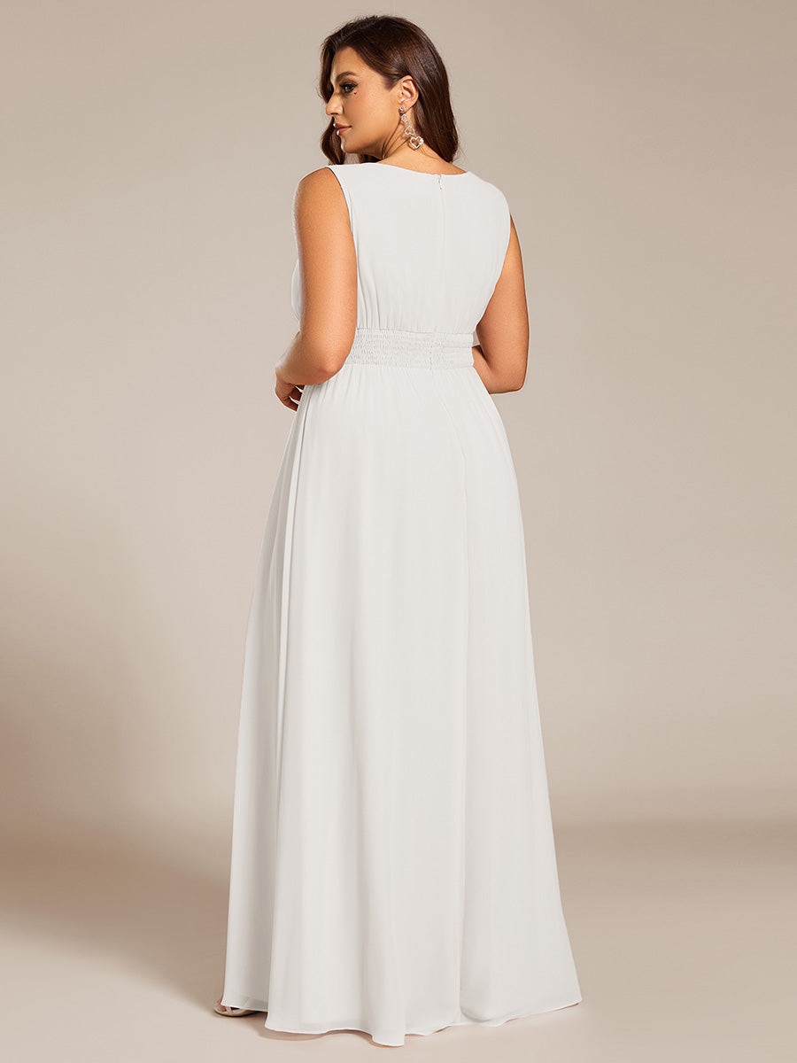 pretty KALIA|Plus Size Hollow Out Sleeveless Empire Waist Chiffon Bridesmaid Dress