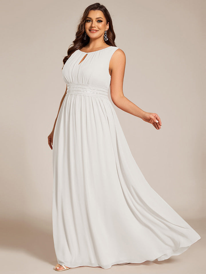 pretty KALIA|Plus Size Hollow Out Sleeveless Empire Waist Chiffon Bridesmaid Dress