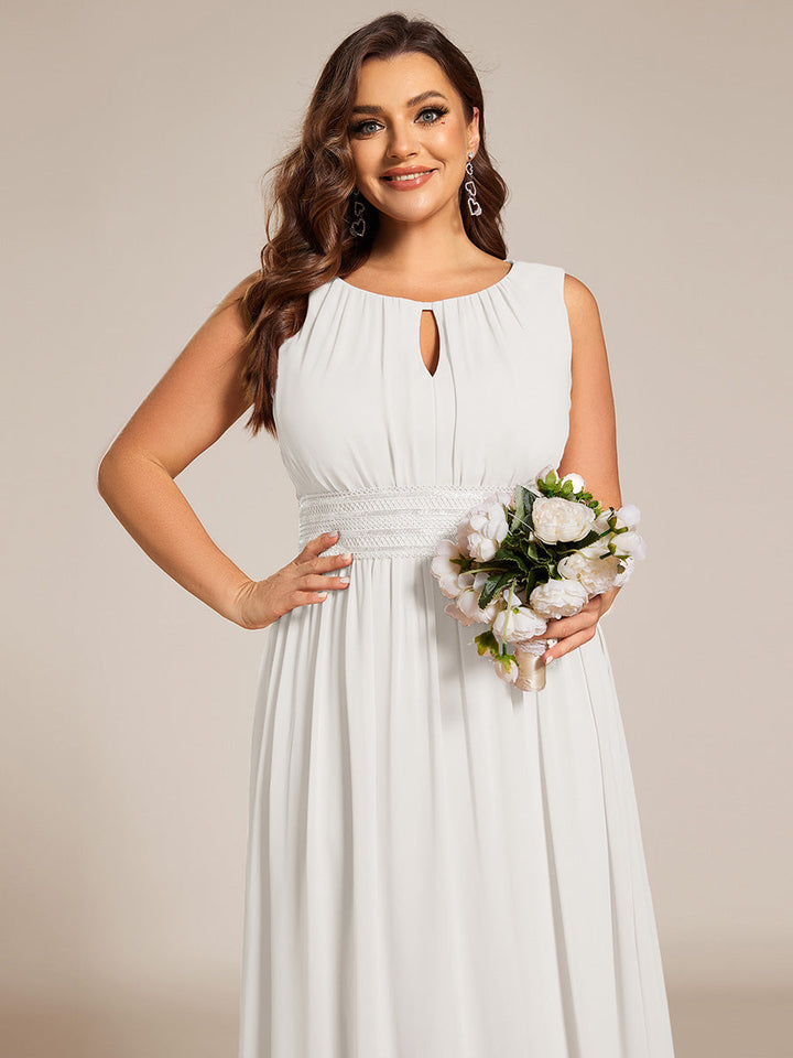 pretty KALIA|Plus Size Hollow Out Sleeveless Empire Waist Chiffon Bridesmaid Dress
