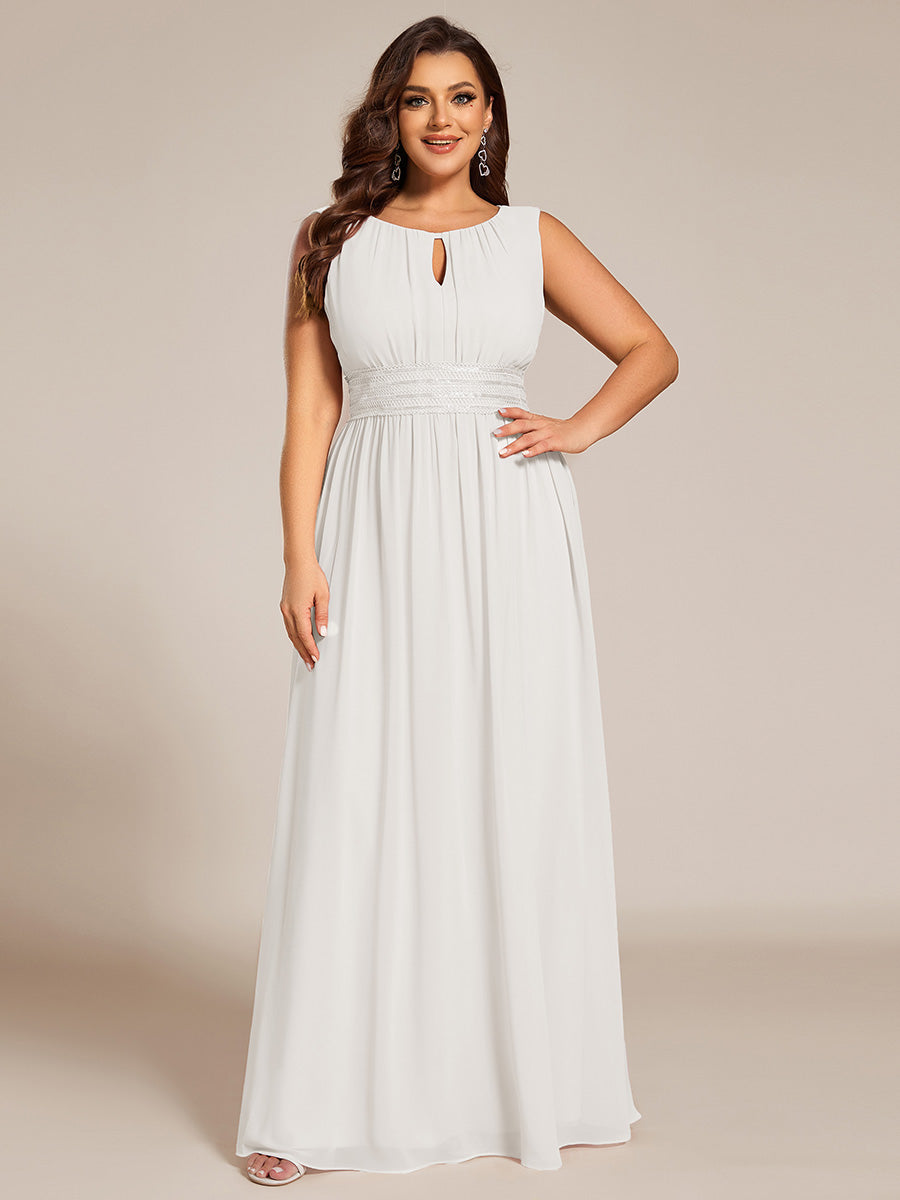 pretty KALIA|Plus Size Hollow Out Sleeveless Empire Waist Chiffon Bridesmaid Dress