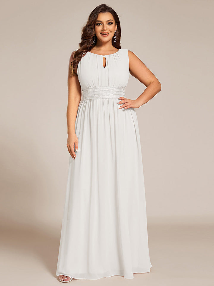pretty KALIA|Plus Size Hollow Out Sleeveless Empire Waist Chiffon Bridesmaid Dress