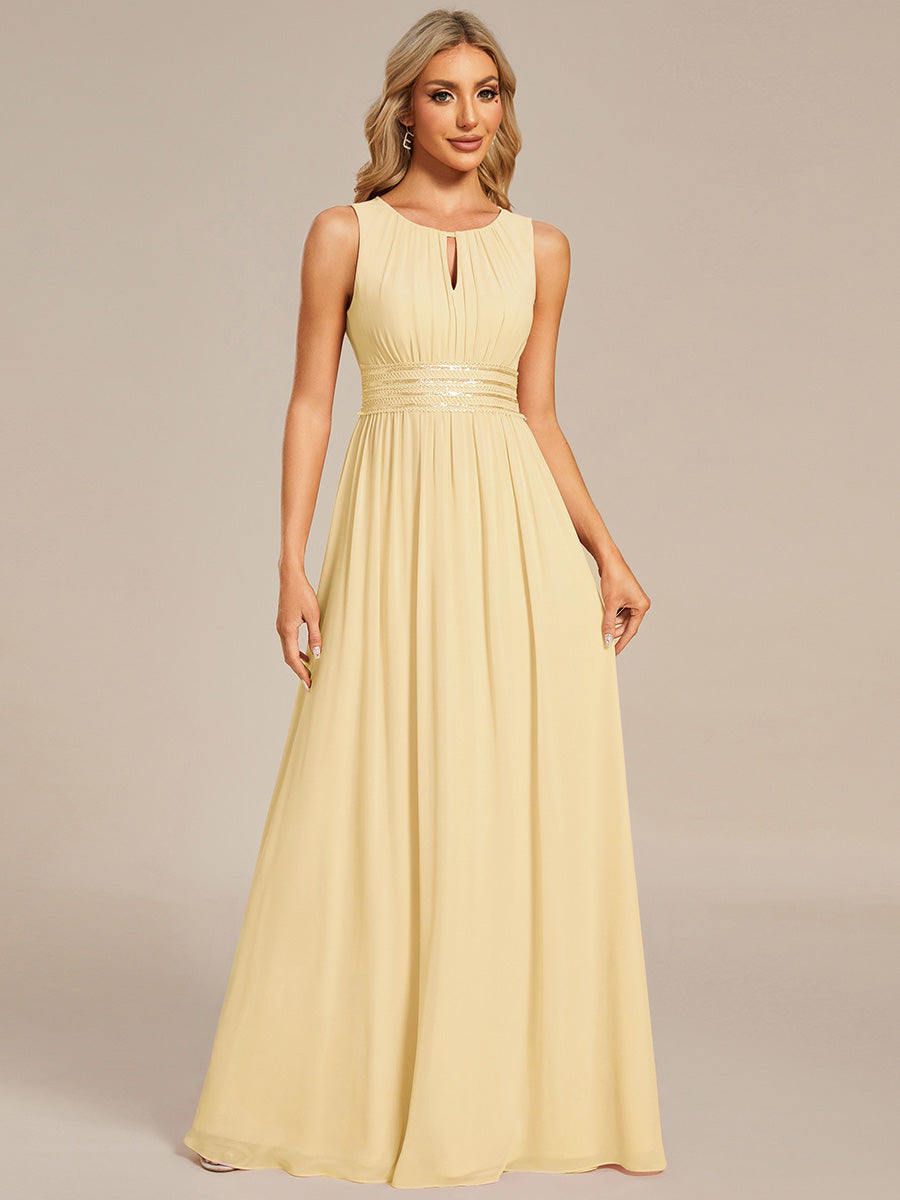 pretty KALIA|Plus Size Hollow Out Sleeveless Empire Waist Chiffon Bridesmaid Dress