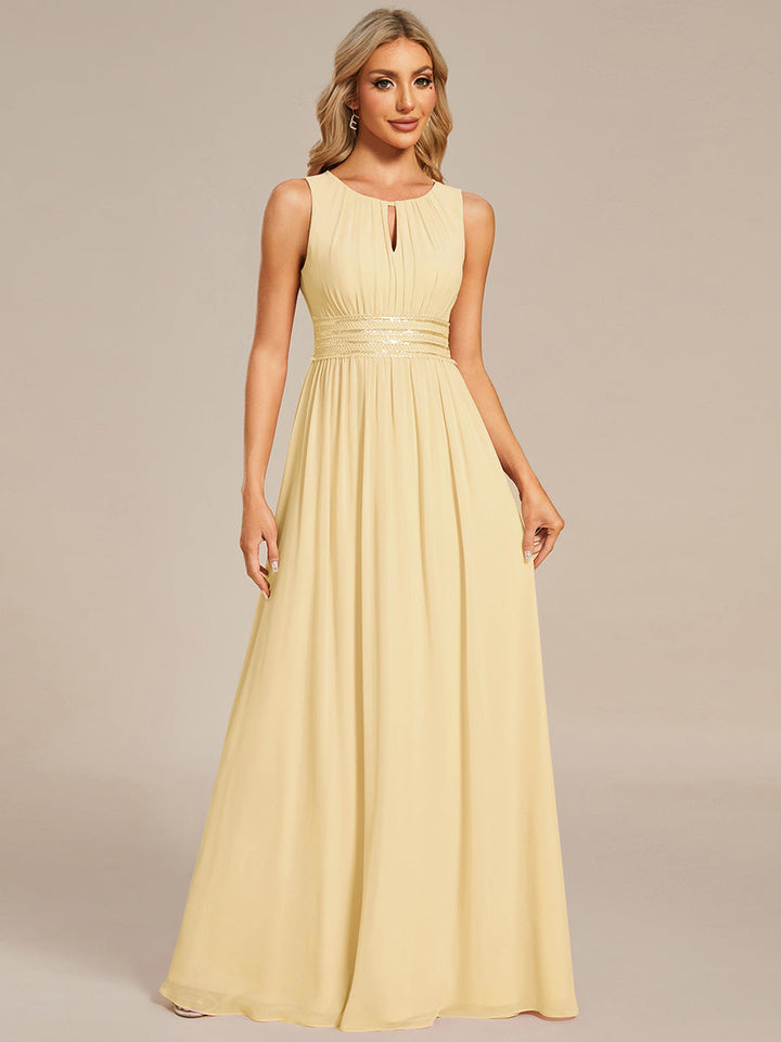 pretty KALIA|Plus Size Hollow Out Sleeveless Empire Waist Chiffon Bridesmaid Dress