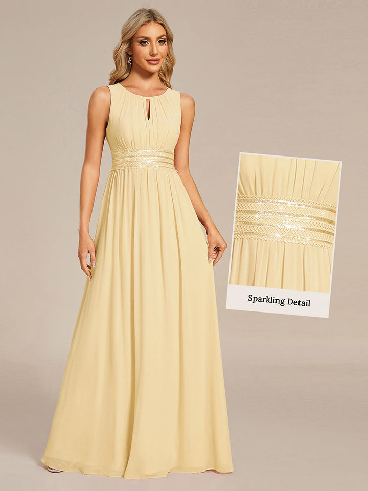 pretty KALIA|Plus Size Hollow Out Sleeveless Empire Waist Chiffon Bridesmaid Dress