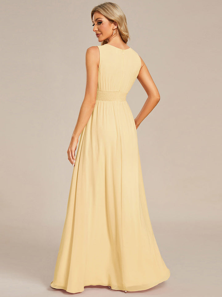 pretty KALIA|Plus Size Hollow Out Sleeveless Empire Waist Chiffon Bridesmaid Dress