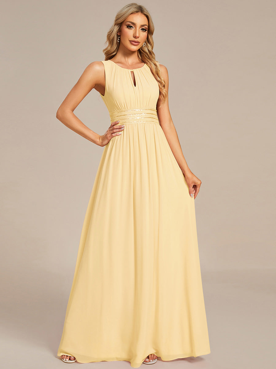 pretty KALIA|Plus Size Hollow Out Sleeveless Empire Waist Chiffon Bridesmaid Dress