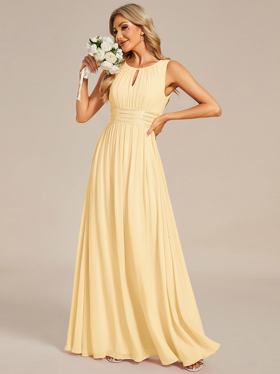 pretty KALIA|Plus Size Hollow Out Sleeveless Empire Waist Chiffon Bridesmaid Dress