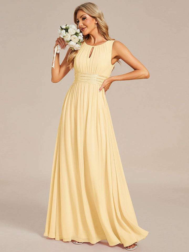 pretty KALIA|Plus Size Hollow Out Sleeveless Empire Waist Chiffon Bridesmaid Dress