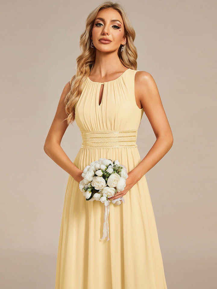 pretty KALIA|Plus Size Hollow Out Sleeveless Empire Waist Chiffon Bridesmaid Dress