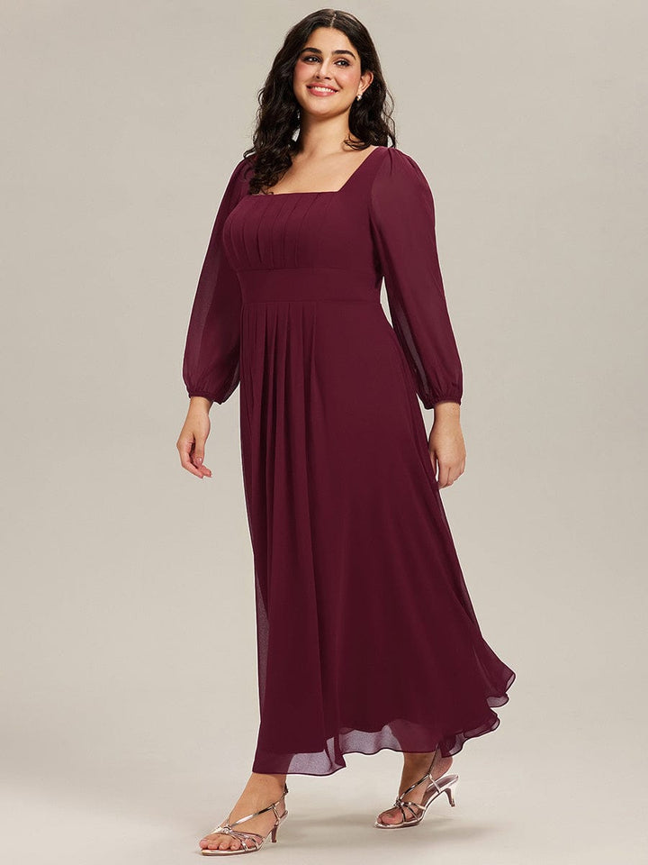 ever LYDIA|See-through Chiffon Lantern Sleeve Bridesmaid Dress