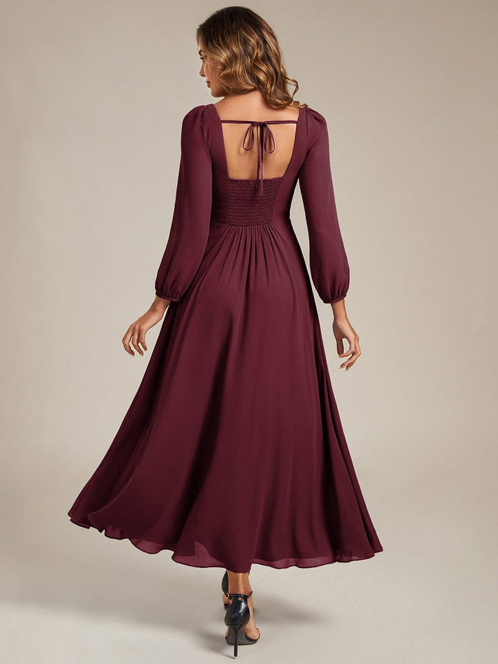 ever LYDIA|See-through Chiffon Lantern Sleeve Bridesmaid Dress
