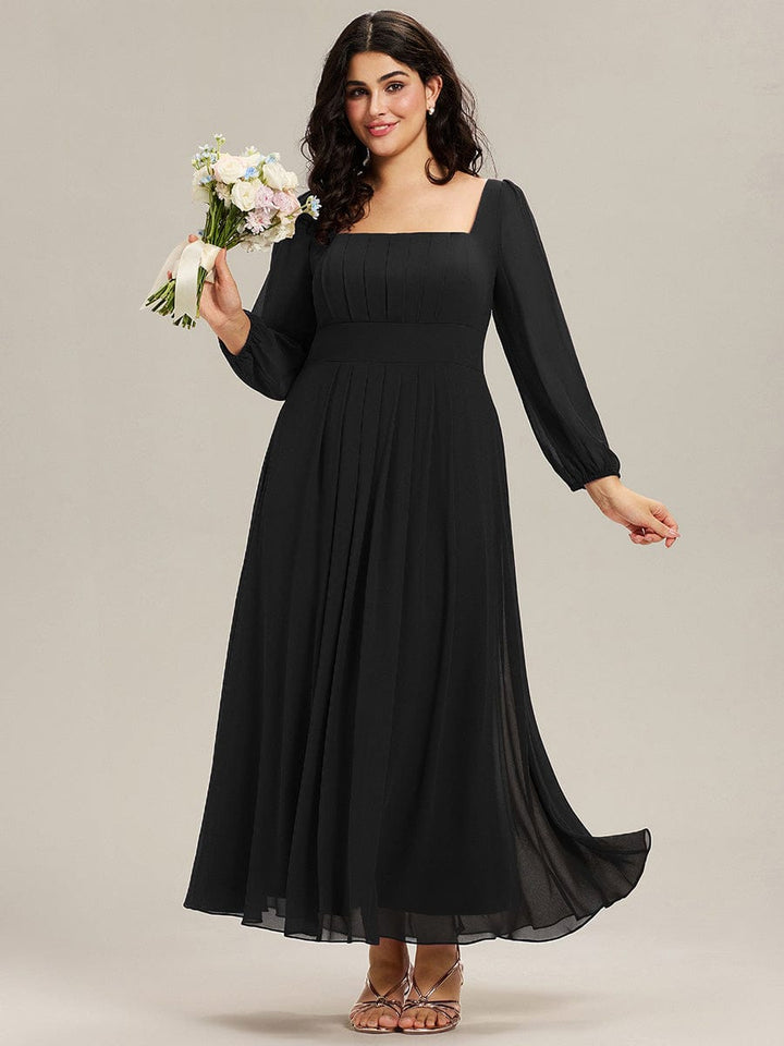 ever LYDIA|See-through Chiffon Lantern Sleeve Bridesmaid Dress