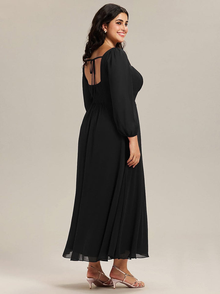 ever LYDIA|See-through Chiffon Lantern Sleeve Bridesmaid Dress