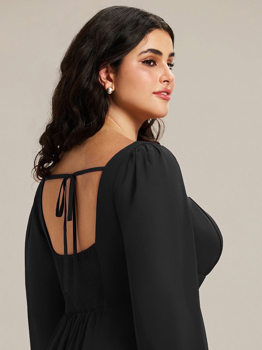 ever LYDIA|See-through Chiffon Lantern Sleeve Bridesmaid Dress