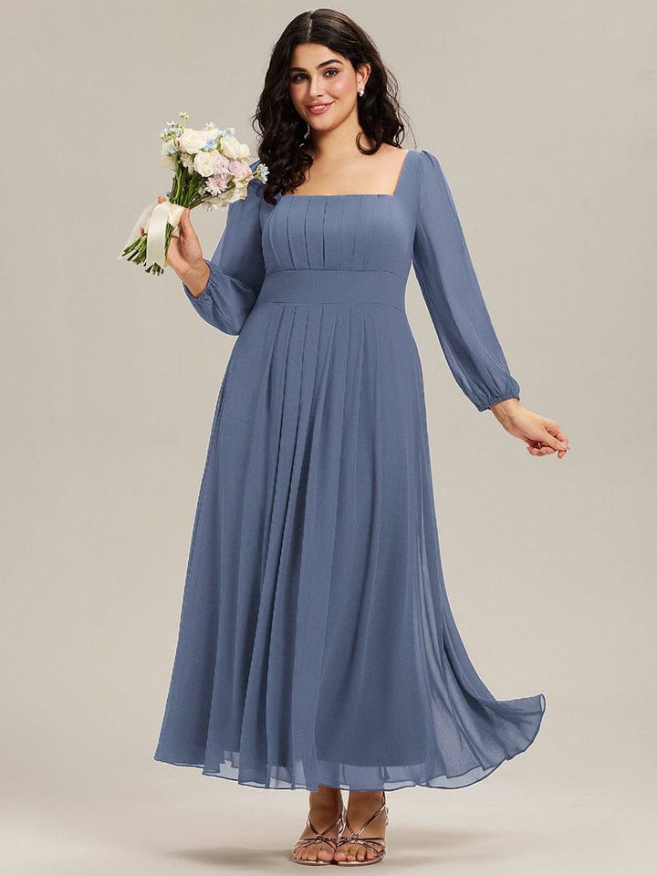 ever LYDIA|See-through Chiffon Lantern Sleeve Bridesmaid Dress