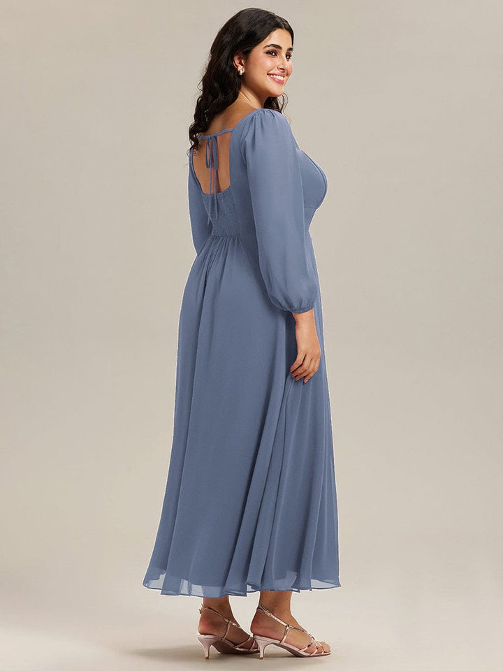 ever LYDIA|See-through Chiffon Lantern Sleeve Bridesmaid Dress
