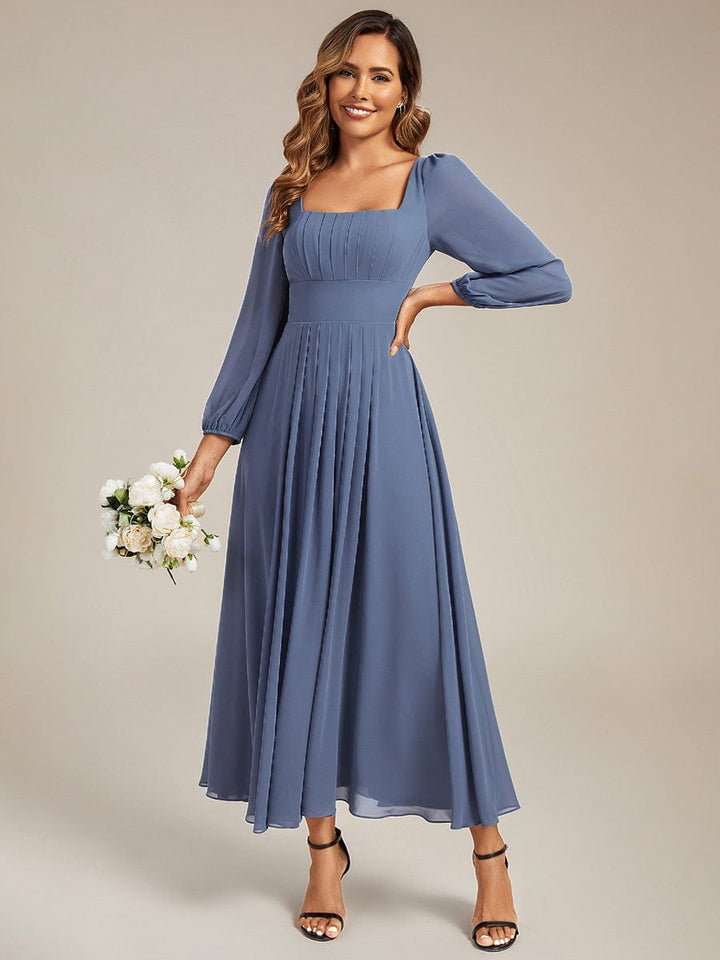 ever LYDIA|See-through Chiffon Lantern Sleeve Bridesmaid Dress