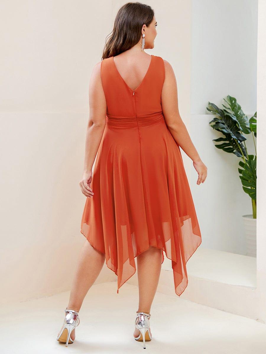 ever ELORA|V Neck Ruched Asymmetrical Hems Midi Chiffon Bridesmaid Dress
