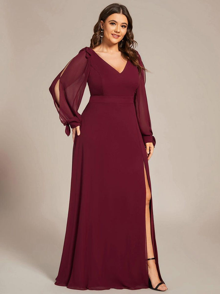 ever IVORY|Open Lantern Sleeve A-Line Mother of the Bride Dress