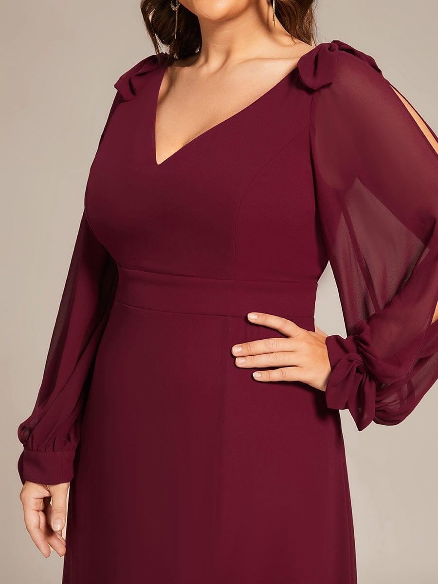 ever IVORY|Open Lantern Sleeve A-Line Mother of the Bride Dress