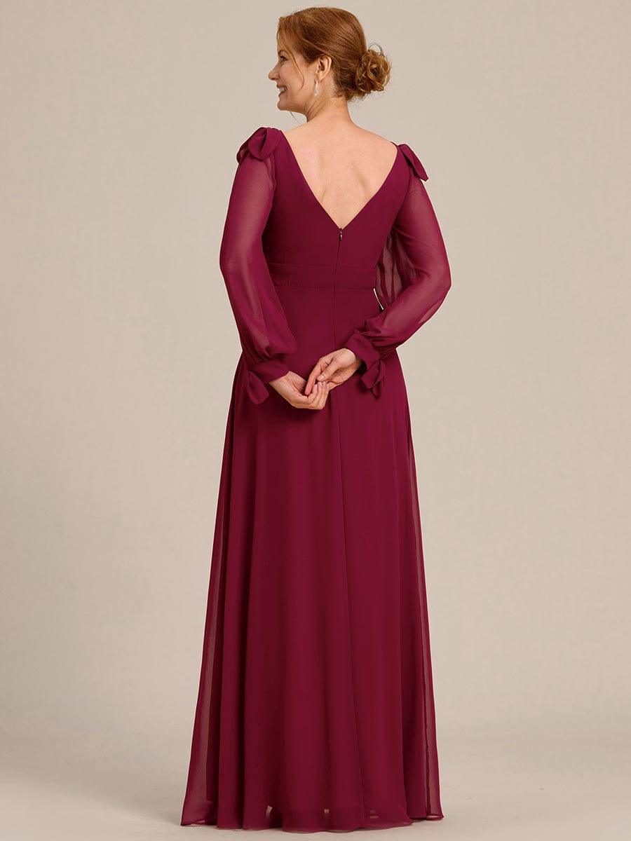 ever IVORY|Open Lantern Sleeve A-Line Mother of the Bride Dress