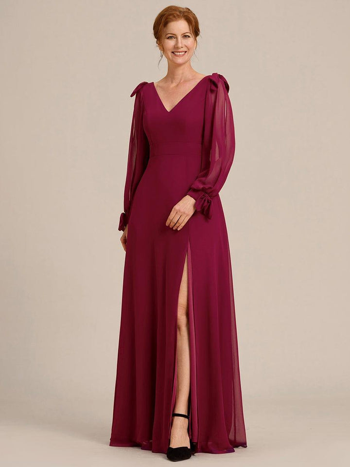 ever IVORY|Open Lantern Sleeve A-Line Mother of the Bride Dress
