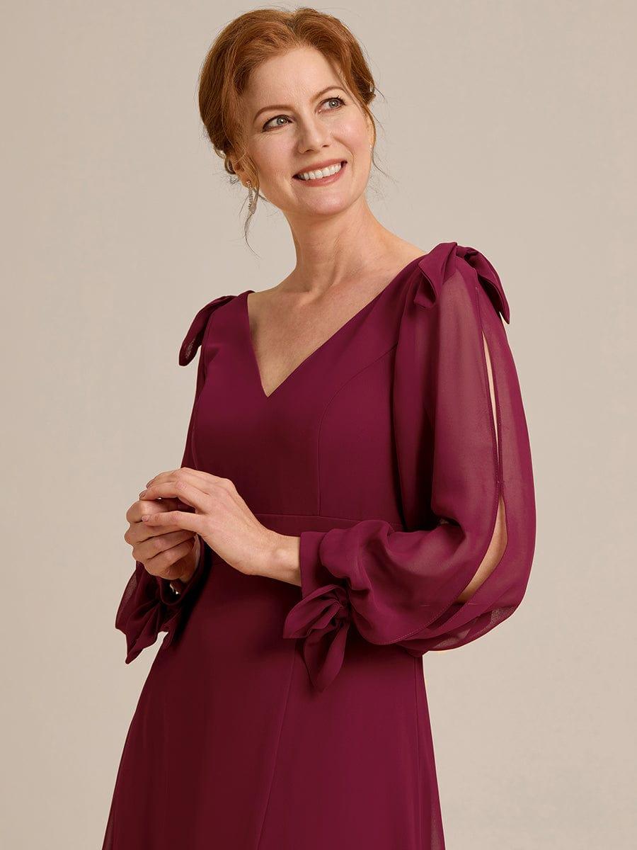ever IVORY|Open Lantern Sleeve A-Line Mother of the Bride Dress