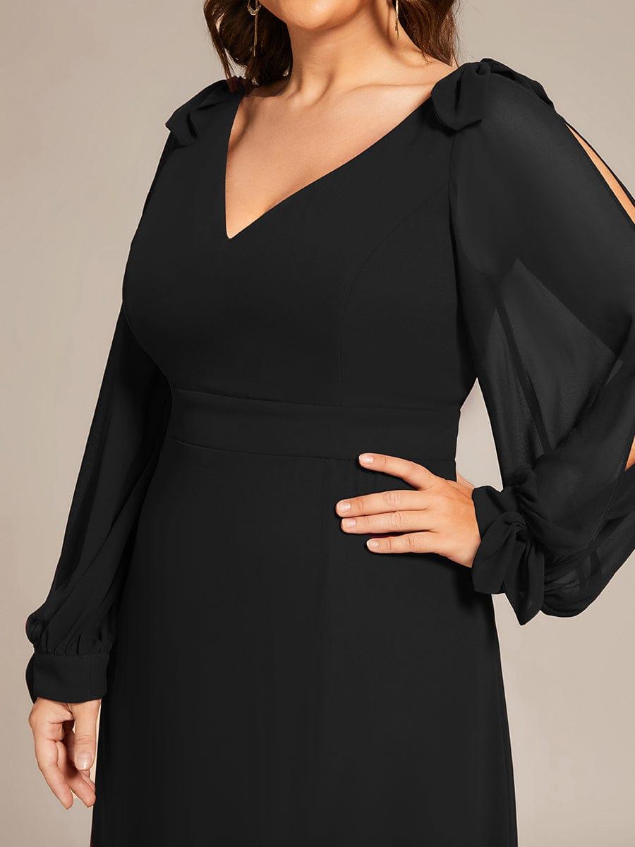 ever IVORY|Open Lantern Sleeve A-Line Mother of the Bride Dress