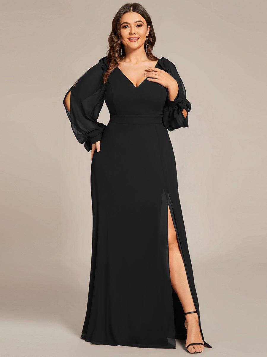 ever IVORY|Open Lantern Sleeve A-Line Mother of the Bride Dress