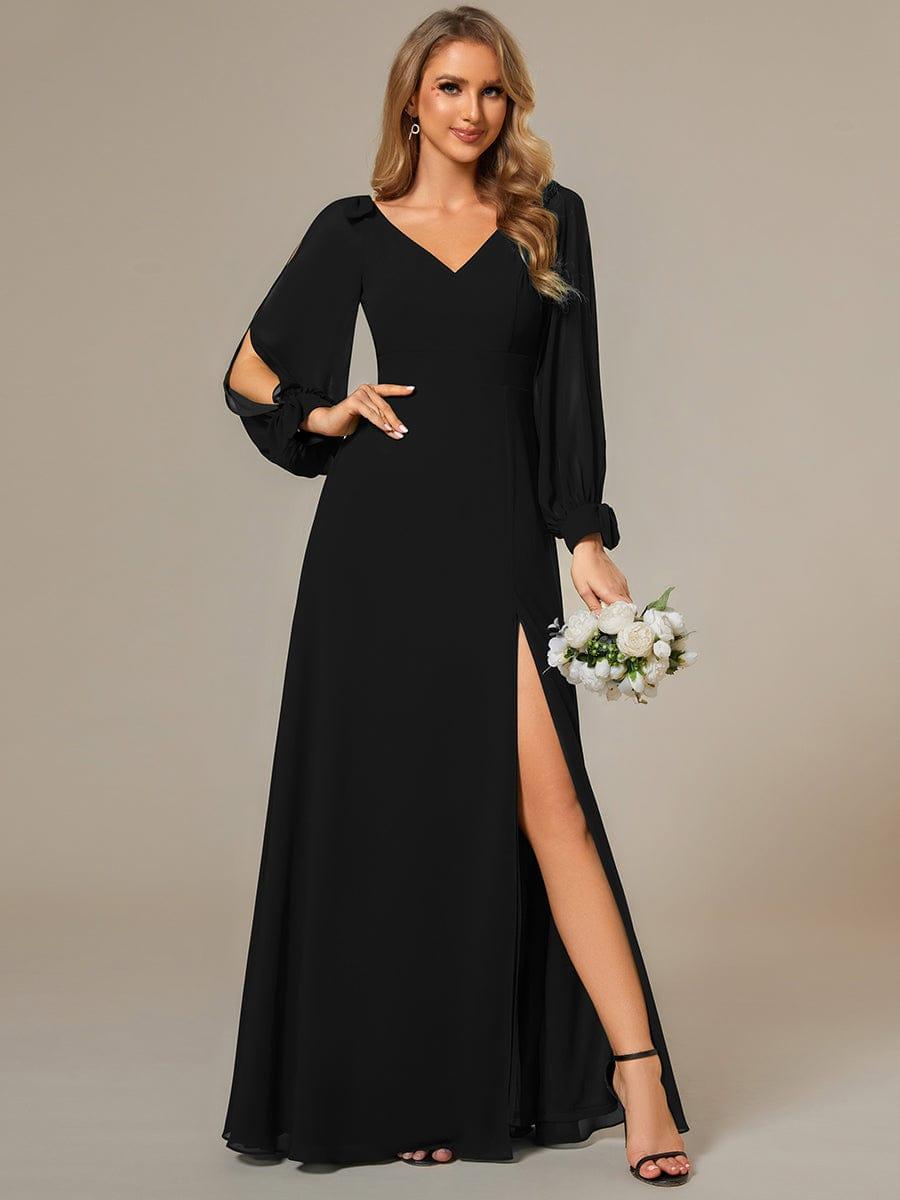 ever IVORY|Open Lantern Sleeve A-Line Mother of the Bride Dress