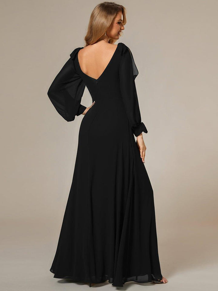 ever IVORY|Open Lantern Sleeve A-Line Mother of the Bride Dress