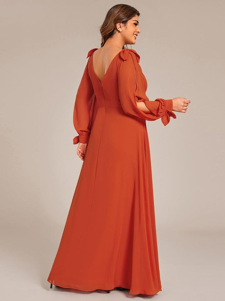ever IVORY|Open Lantern Sleeve A-Line Mother of the Bride Dress