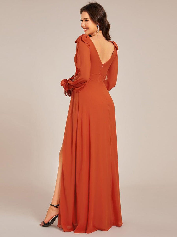 ever IVORY|Open Lantern Sleeve A-Line Mother of the Bride Dress