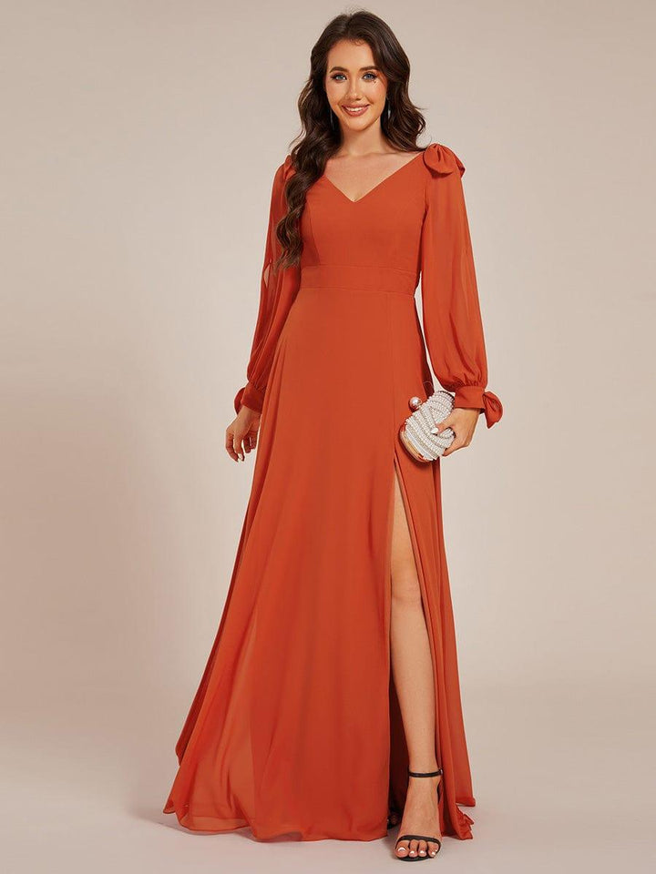ever IVORY|Open Lantern Sleeve A-Line Mother of the Bride Dress
