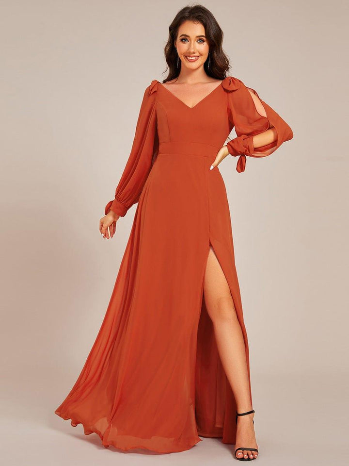 ever IVORY|Open Lantern Sleeve A-Line Mother of the Bride Dress