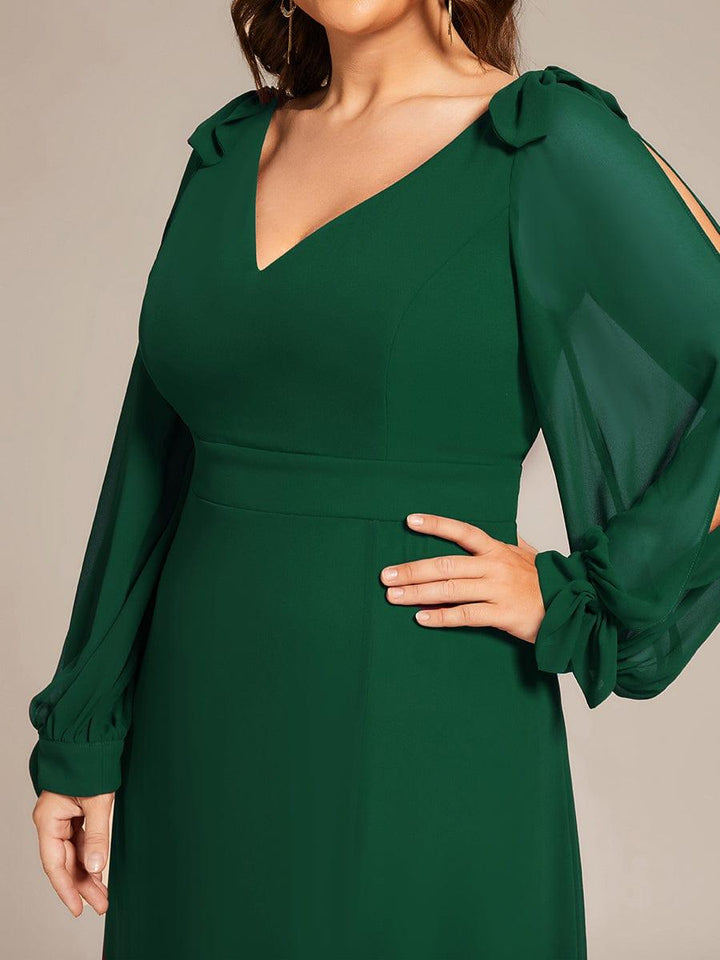 ever IVORY|Open Lantern Sleeve A-Line Mother of the Bride Dress