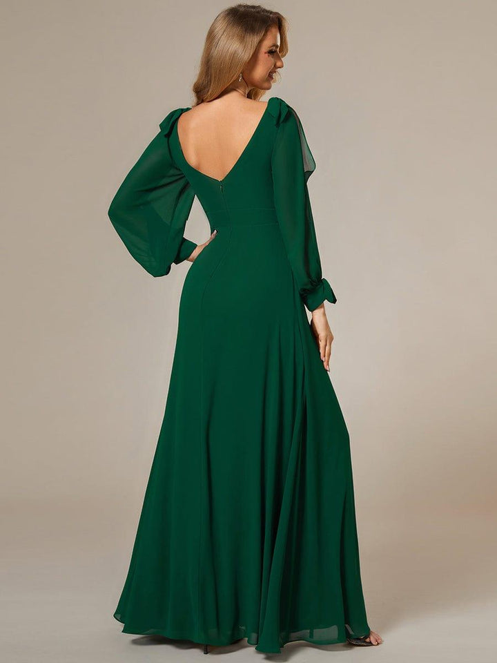 ever IVORY|Open Lantern Sleeve A-Line Mother of the Bride Dress