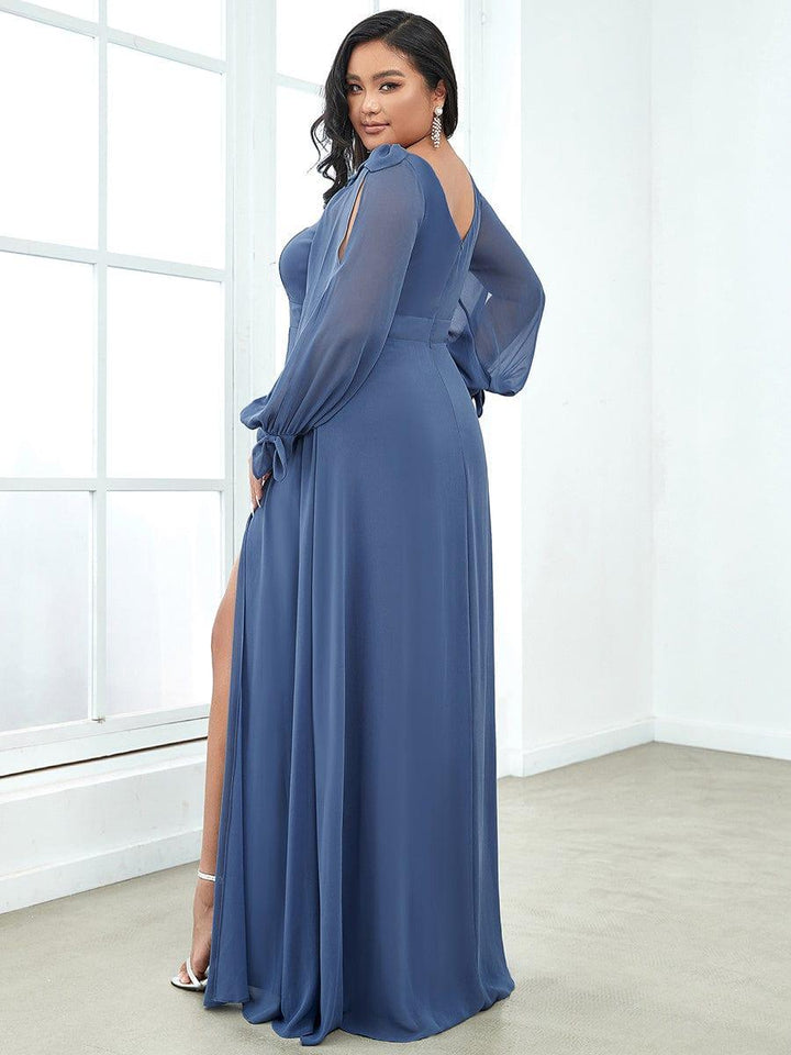 ever IVORY|Open Lantern Sleeve A-Line Mother of the Bride Dress