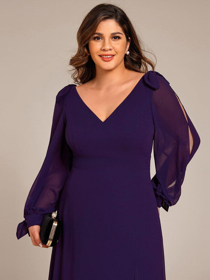 ever IVORY|Open Lantern Sleeve A-Line Mother of the Bride Dress