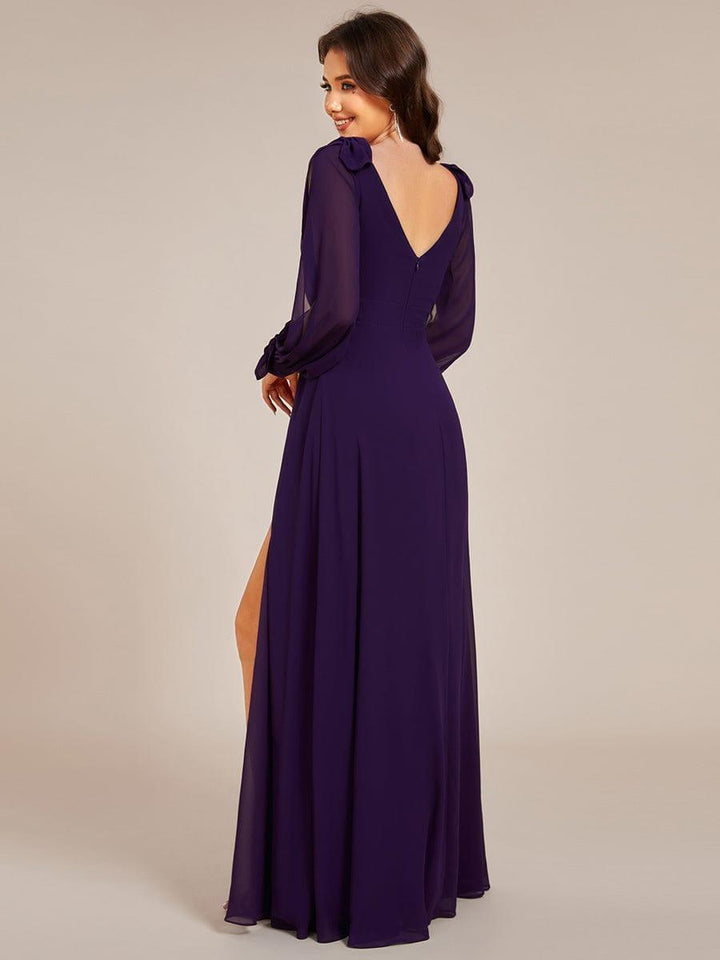 ever IVORY|Open Lantern Sleeve A-Line Mother of the Bride Dress