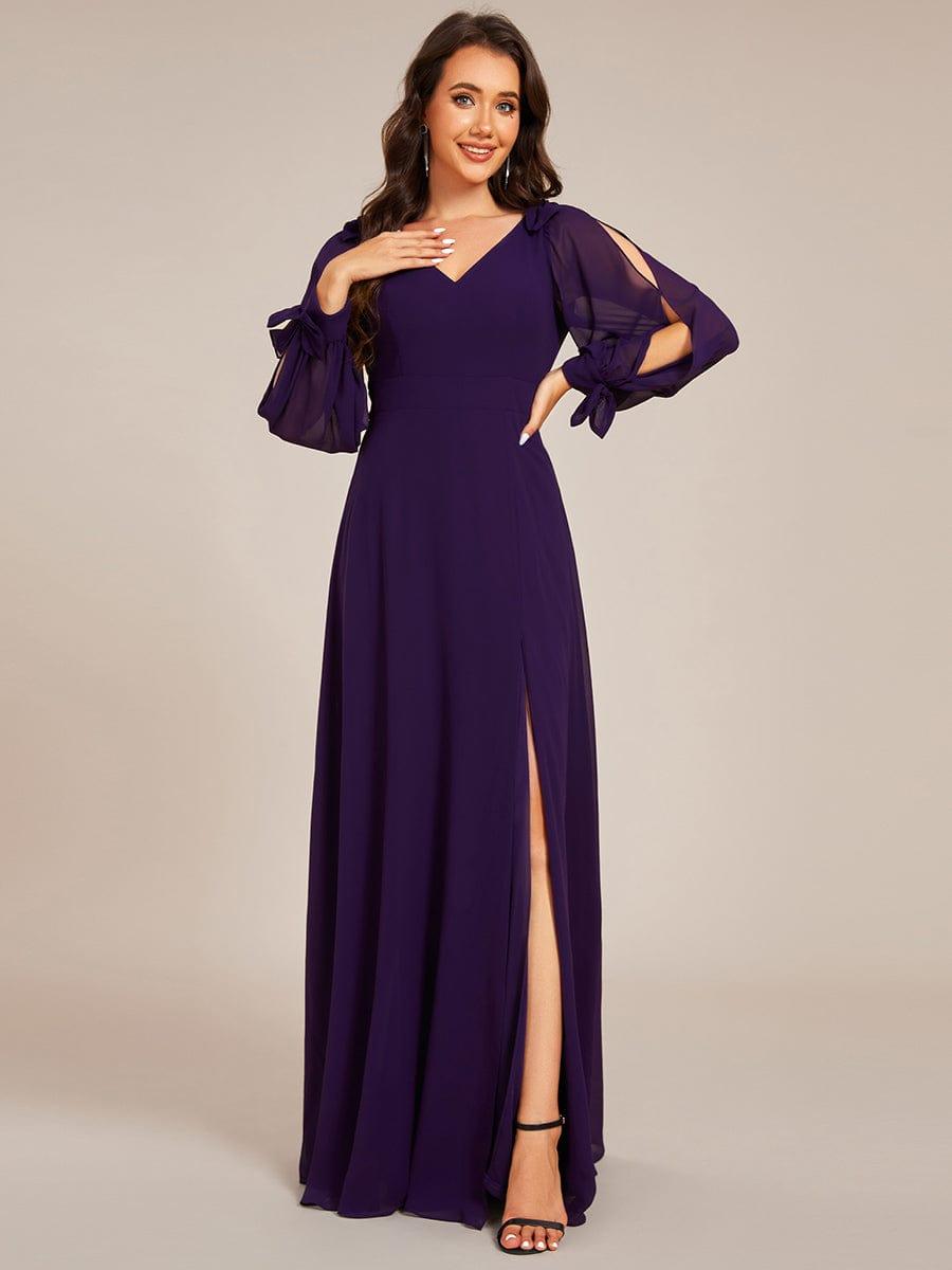 ever IVORY|Open Lantern Sleeve A-Line Mother of the Bride Dress