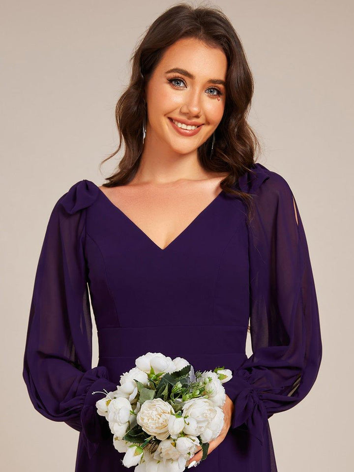 ever IVORY|Open Lantern Sleeve A-Line Mother of the Bride Dress