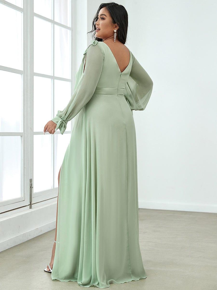 ever IVORY|Open Lantern Sleeve A-Line Mother of the Bride Dress