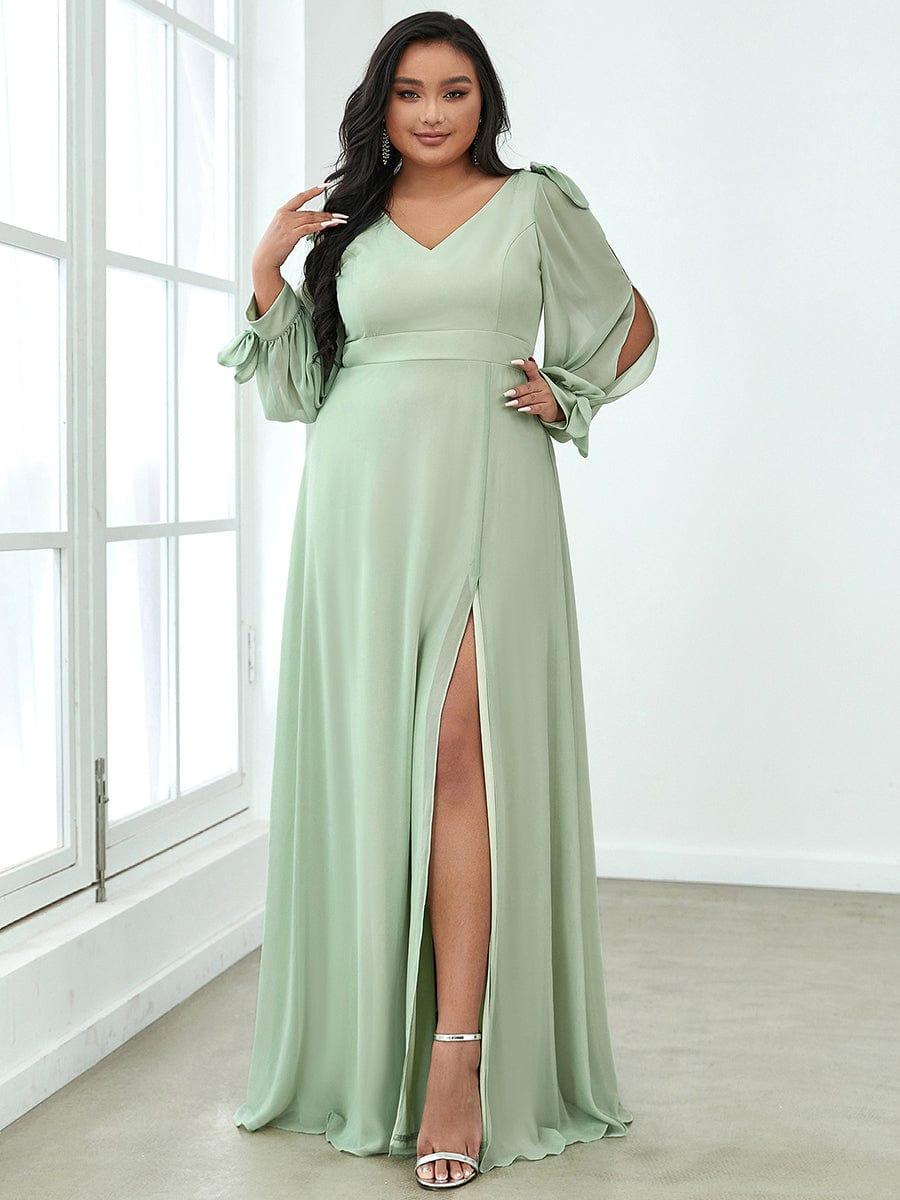 ever IVORY|Open Lantern Sleeve A-Line Mother of the Bride Dress
