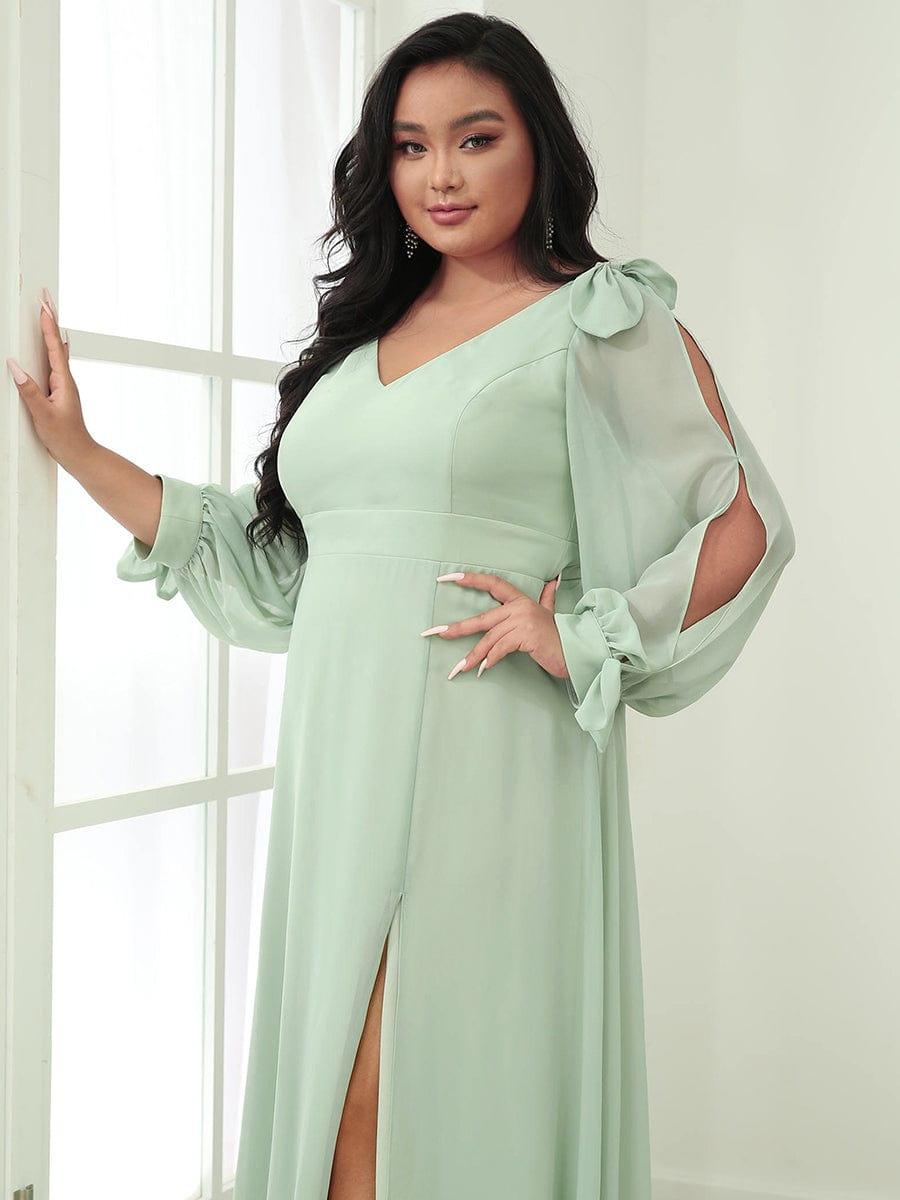 ever IVORY|Open Lantern Sleeve A-Line Mother of the Bride Dress