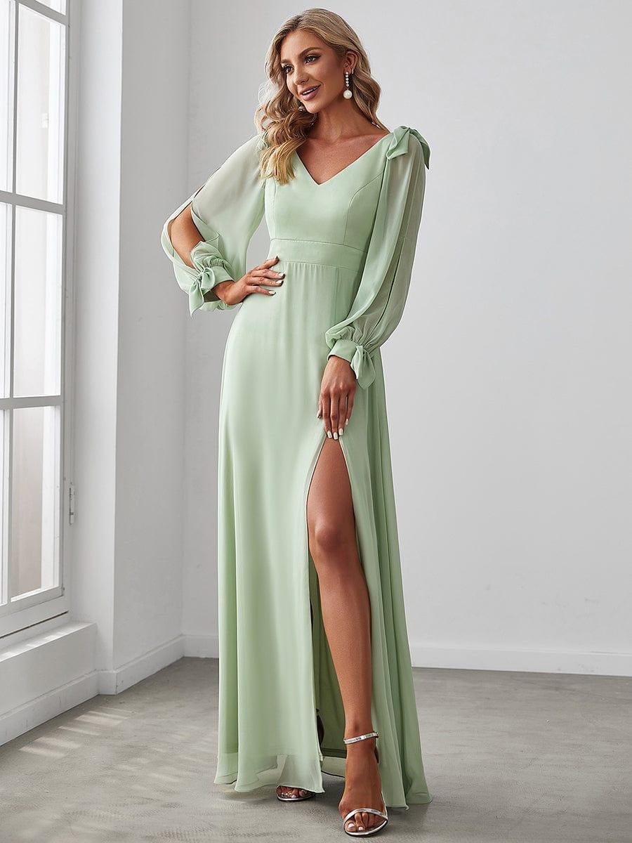 ever IVORY|Open Lantern Sleeve A-Line Mother of the Bride Dress