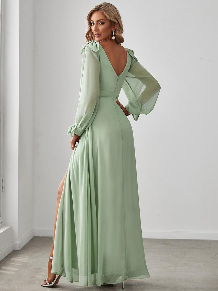 ever IVORY|Open Lantern Sleeve A-Line Mother of the Bride Dress