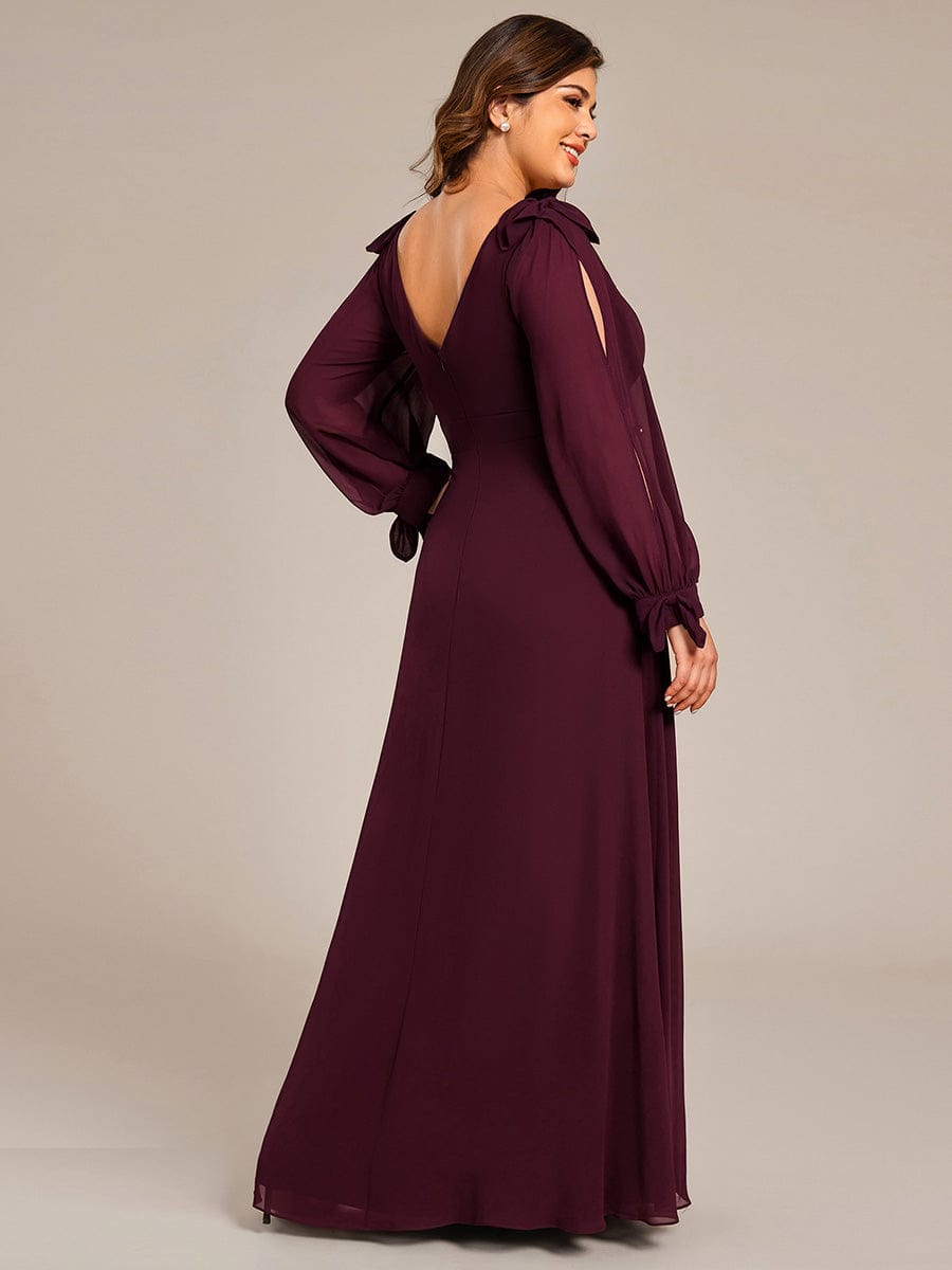 ever IVORY|Open Lantern Sleeve A-Line Mother of the Bride Dress
