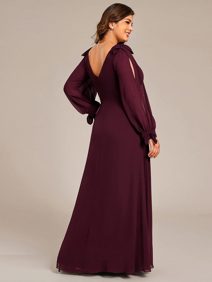 ever IVORY|Open Lantern Sleeve A-Line Mother of the Bride Dress