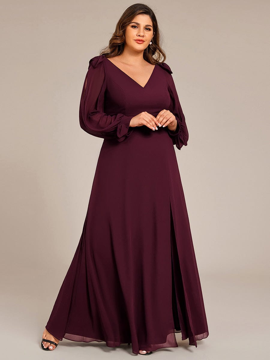 ever IVORY|Open Lantern Sleeve A-Line Mother of the Bride Dress